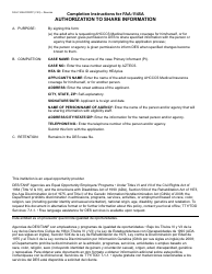 Form FAA-1145A Authorization to Share Information - Arizona (English/Spanish), Page 2