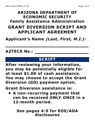 Form FAA-1410A-LP Grant Diversion Script and Applicant Agreement (Large Print) - Arizona