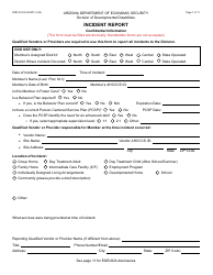 Form DDD-0191A Incident Report - Arizona