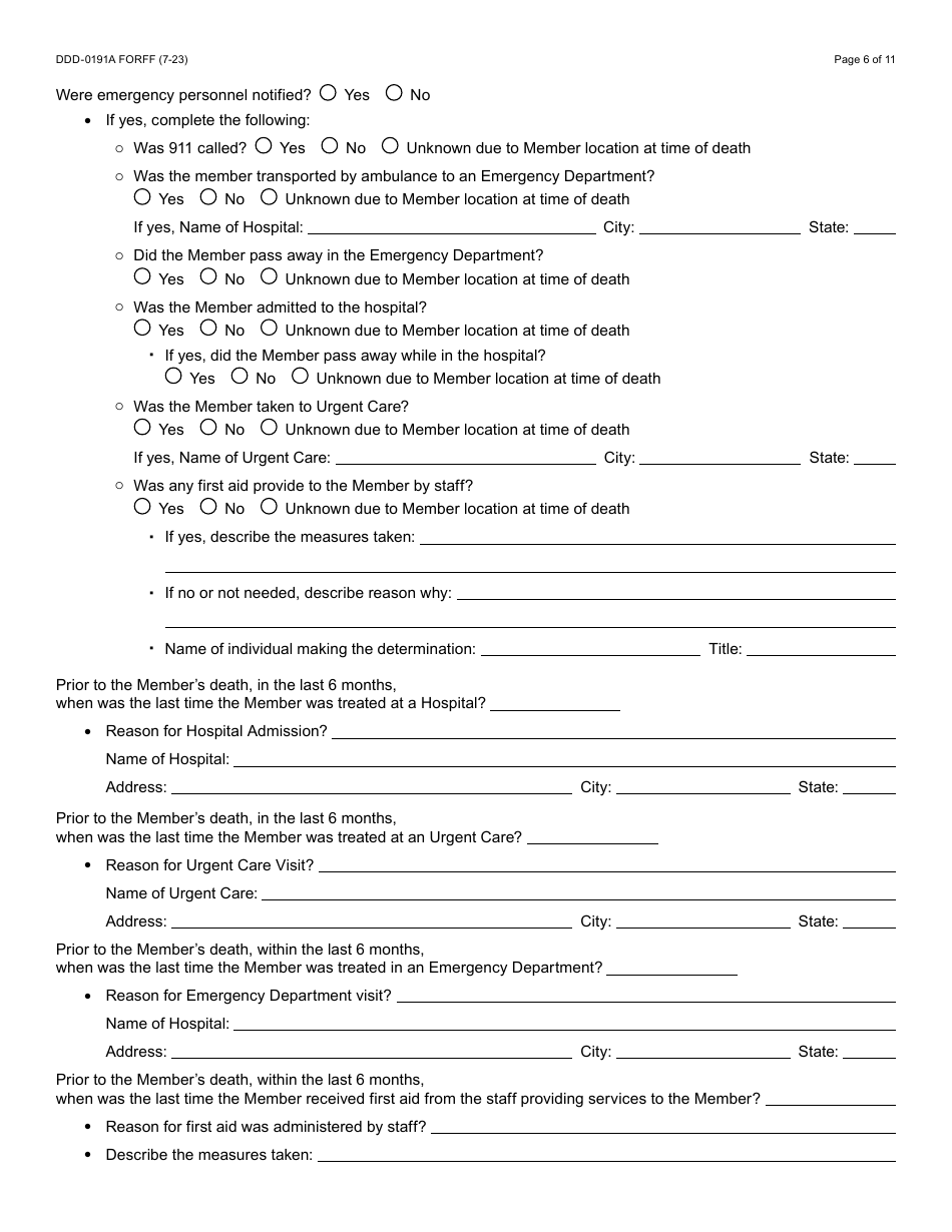 Form DDD-0191A Incident Report - Arizona, Page 6