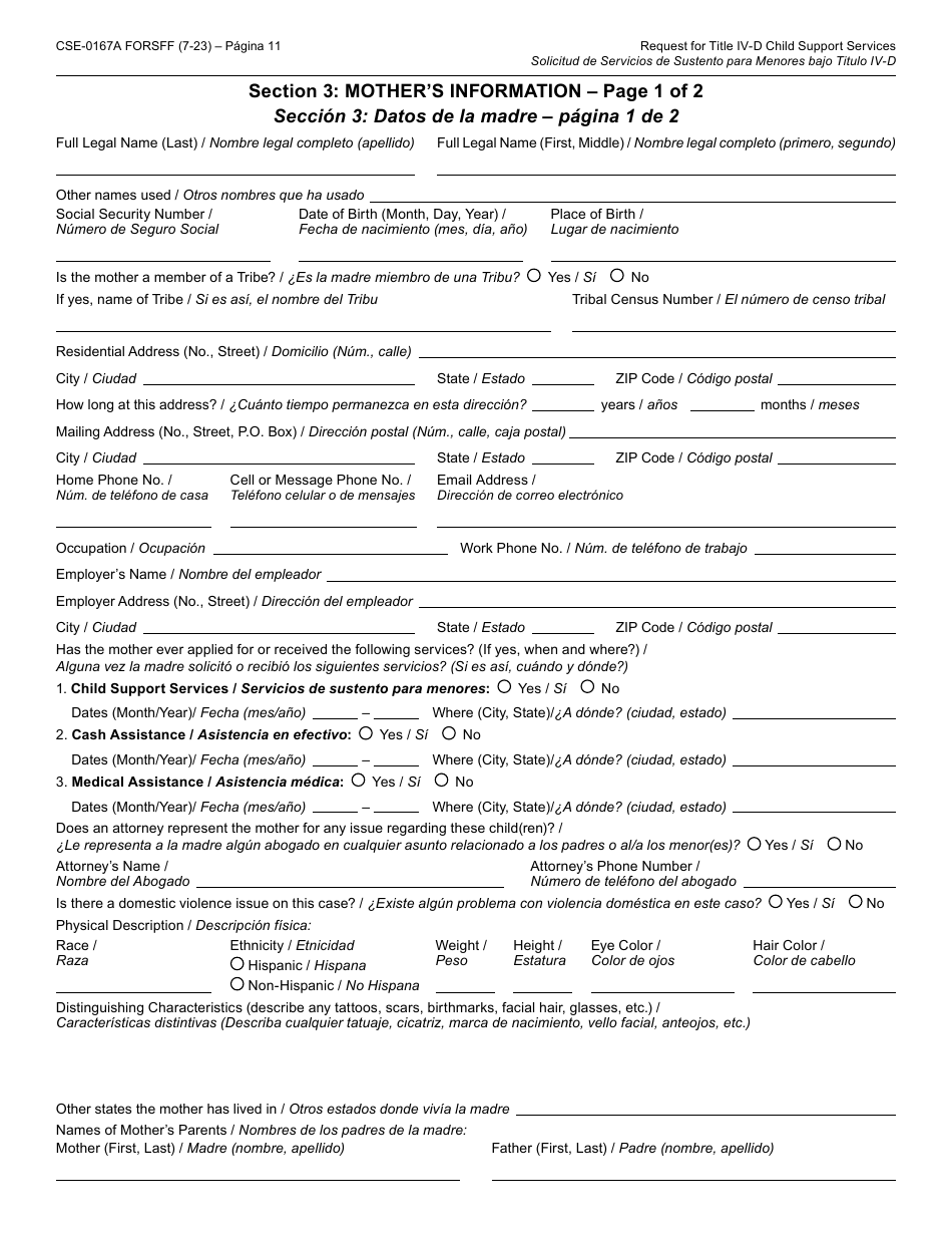 Formulario CSE-0167A-S Solicitud Del Titulo IV-D Para Servicios De Sustento Para Menores Y Los Derechos Y Responsabilidades Del Solicitante - Arizona (Spanish), Page 11