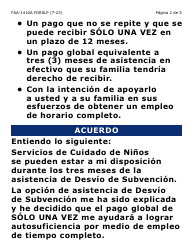 Formulario FAA-1410A-SLP Acuerdo De Solicitante Y Guion De Desvio De Subvencion (Letra Grande) - Arizona (Spanish), Page 2