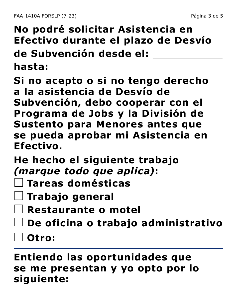 Formulario FAA-1410A-SLP Acuerdo De Solicitante Y Guion De Desvio De Subvencion (Letra Grande) - Arizona (Spanish), Page 3