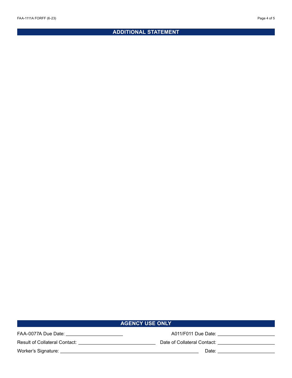 Form FAA-1111A Participant Statement Verification Worksheet - Arizona, Page 4