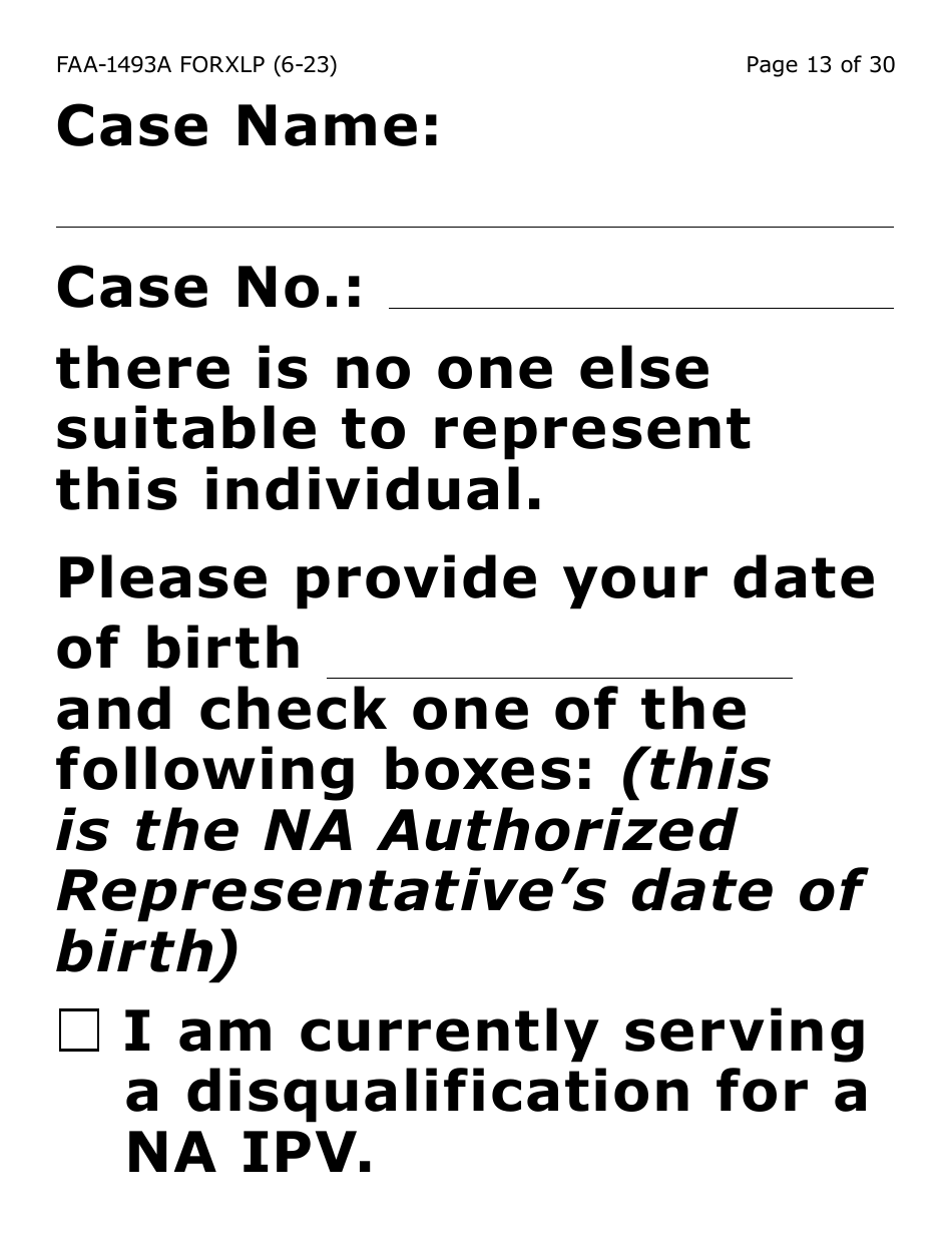Form FAA-1493A-XLP Authorized Representative Request (Extra Large Print) - Arizona, Page 13