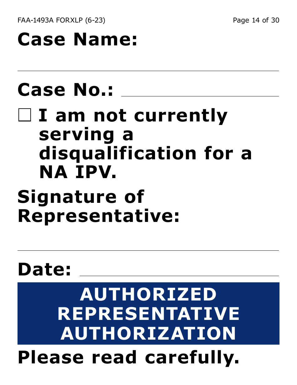 Form FAA-1493A-XLP Authorized Representative Request (Extra Large Print) - Arizona, Page 14