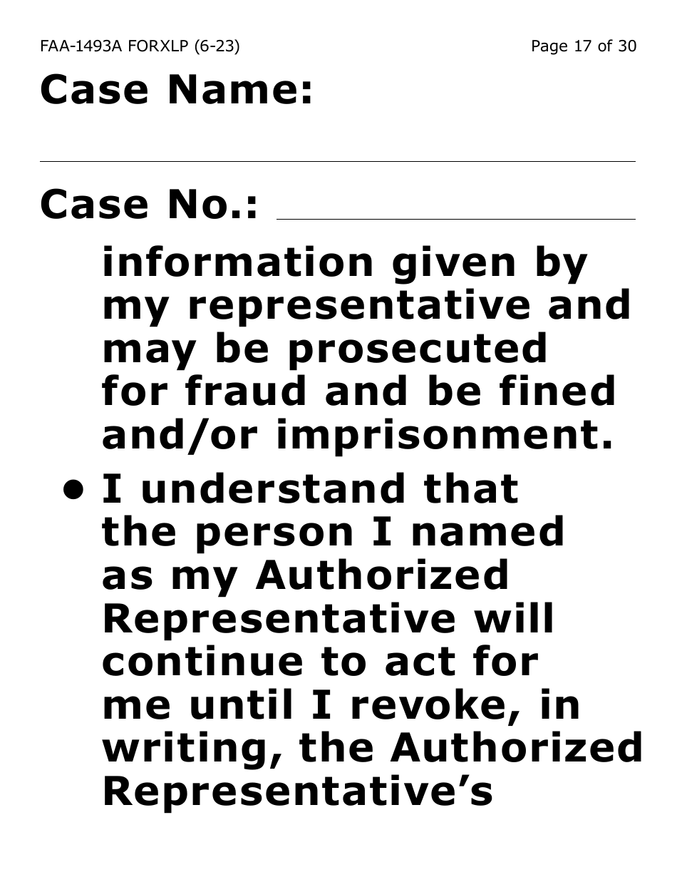Form FAA-1493A-XLP Authorized Representative Request (Extra Large Print) - Arizona, Page 17