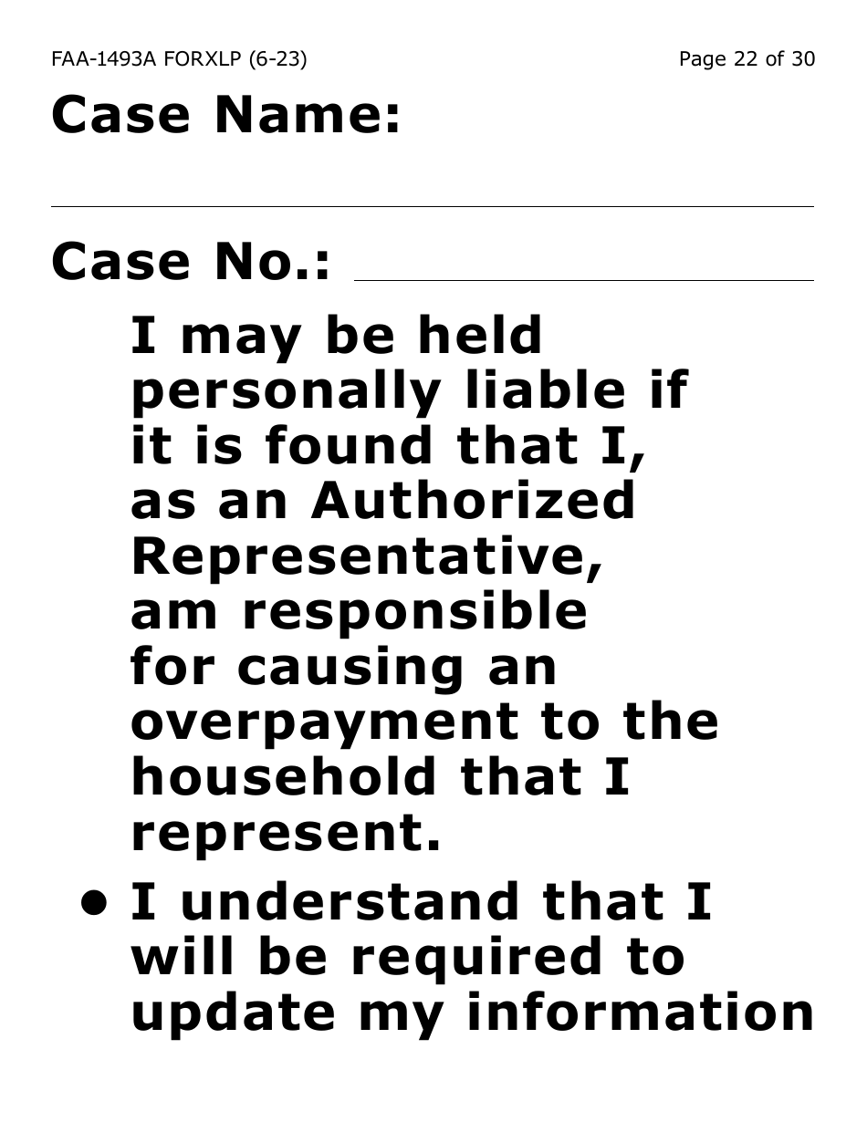 Form FAA-1493A-XLP Authorized Representative Request (Extra Large Print) - Arizona, Page 22