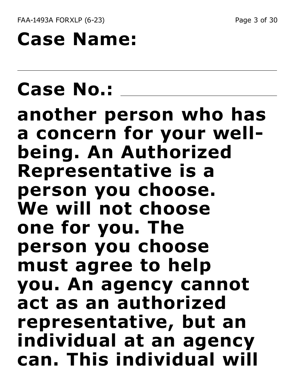Form FAA-1493A-XLP Authorized Representative Request (Extra Large Print) - Arizona, Page 3