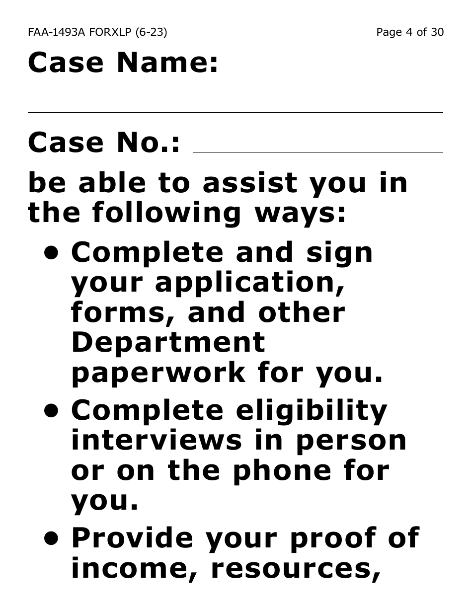 Form FAA-1493A-XLP Authorized Representative Request (Extra Large Print) - Arizona, Page 4