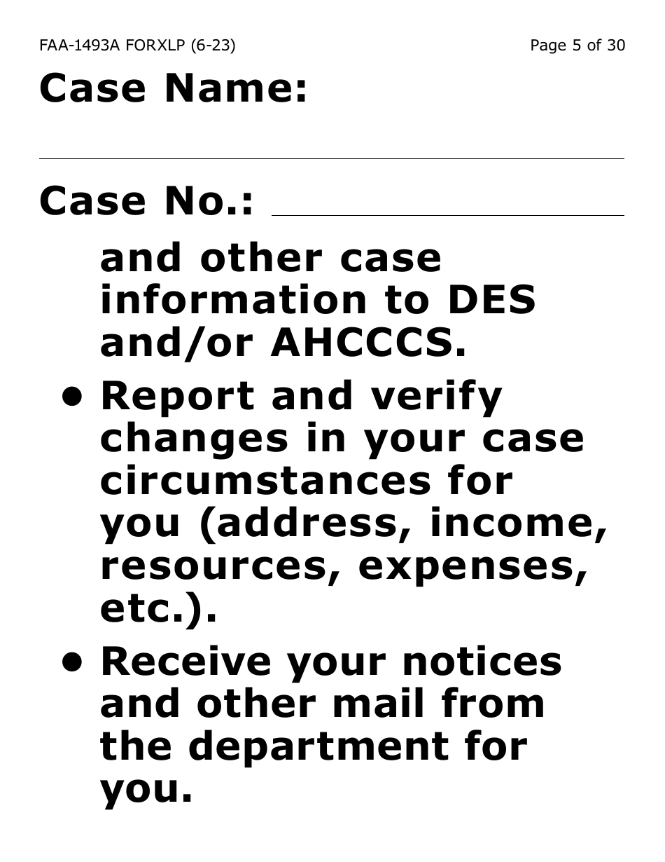Form FAA-1493A-XLP Authorized Representative Request (Extra Large Print) - Arizona, Page 5