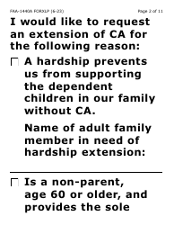 Form FAA-1440A-XLP Cash Assistance Benefit Limit Extension Request (Extra Large Print) - Arizona, Page 2