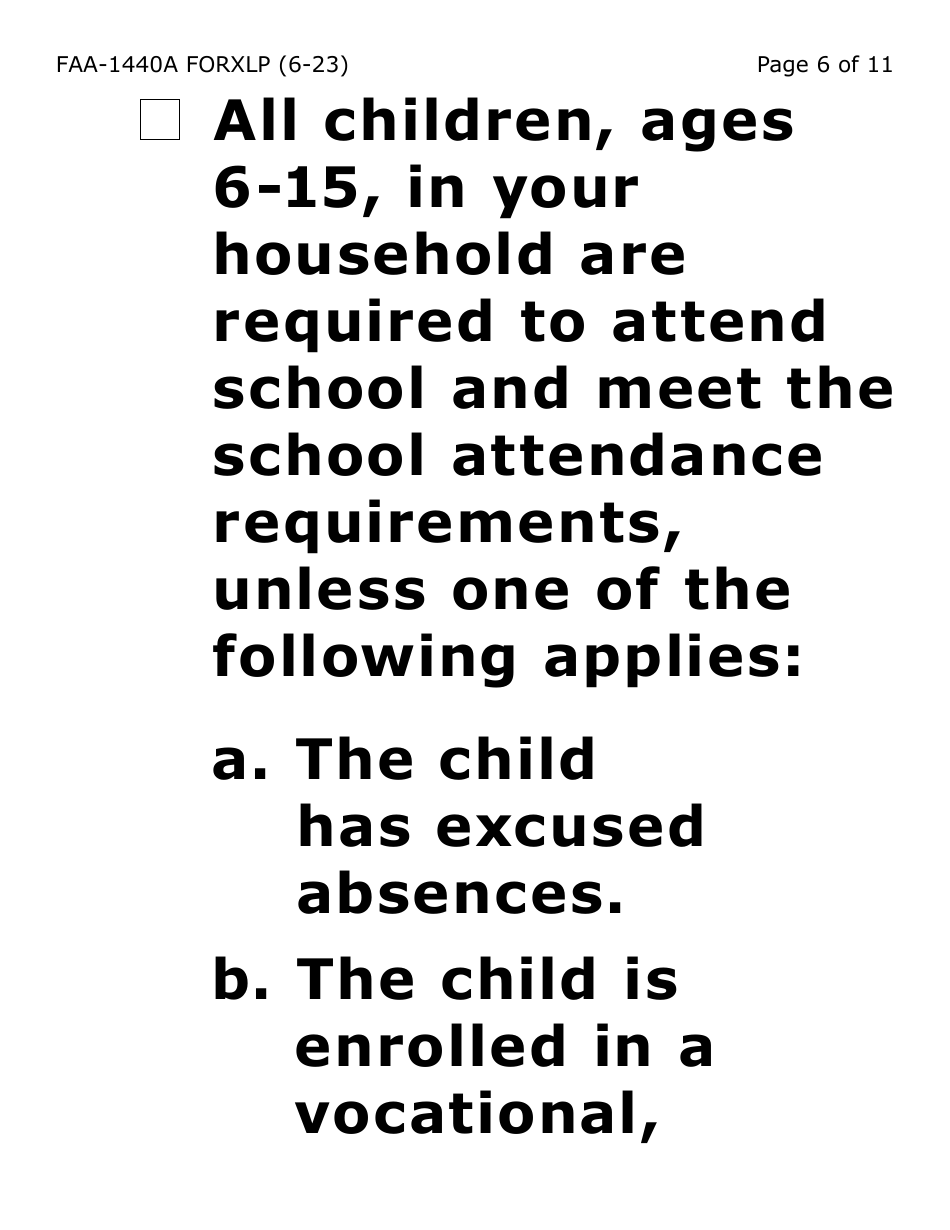 Form FAA-1440A-XLP Cash Assistance Benefit Limit Extension Request (Extra Large Print) - Arizona, Page 6