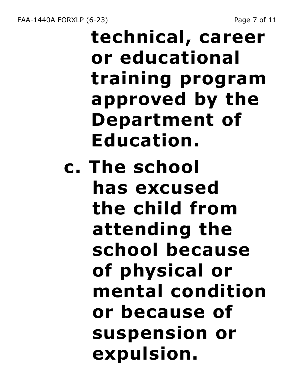 Form FAA-1440A-XLP Cash Assistance Benefit Limit Extension Request (Extra Large Print) - Arizona, Page 7