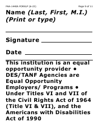 Form FAA-1440A-XLP Cash Assistance Benefit Limit Extension Request (Extra Large Print) - Arizona, Page 9