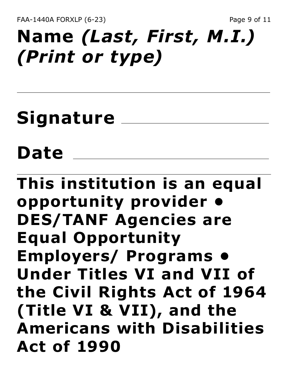 Form FAA-1440A-XLP Cash Assistance Benefit Limit Extension Request (Extra Large Print) - Arizona, Page 9