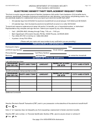 Document preview: Form FAA-1847A Electronic Benefit Theft Replacement Request Form - Arizona, 2023