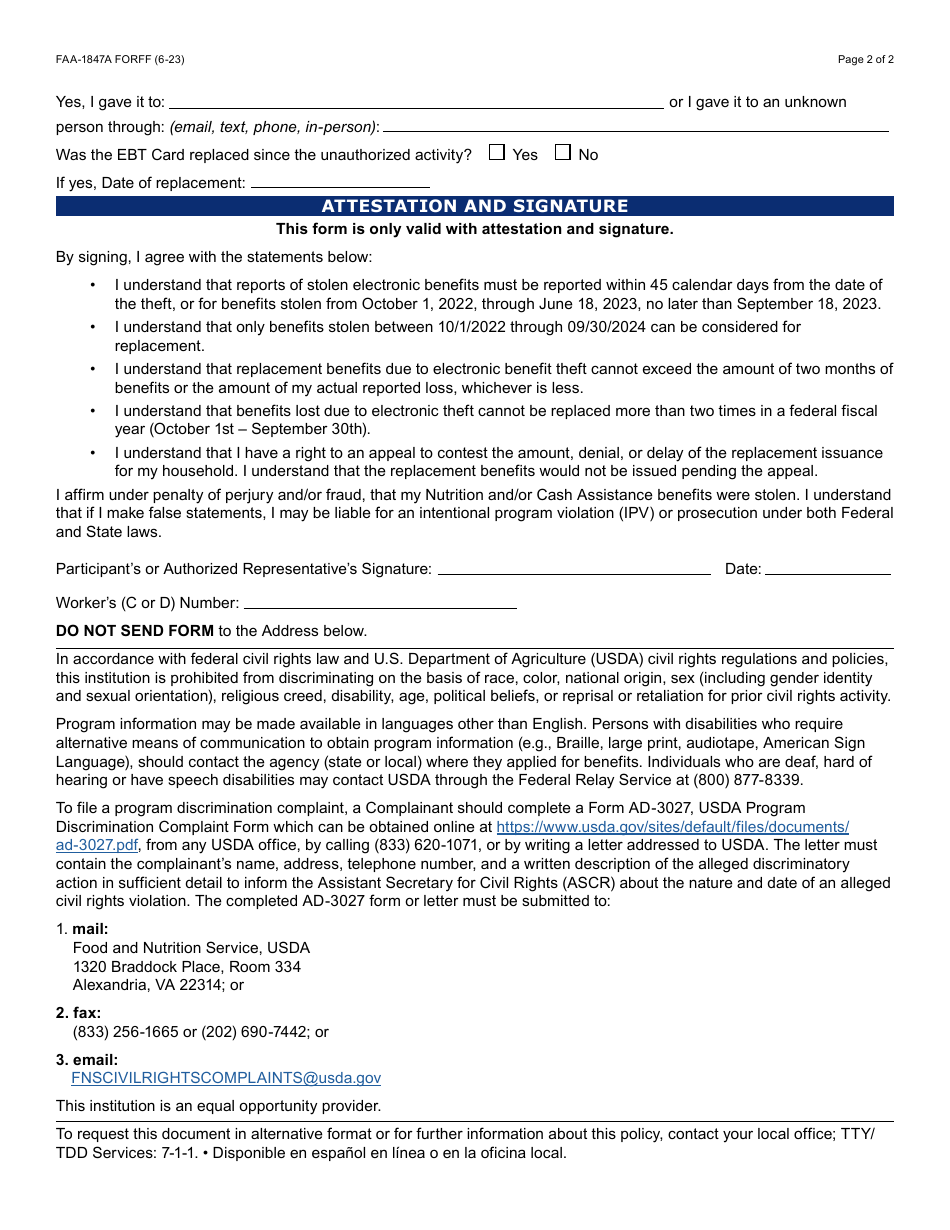 Form FAA-1847A - 2023 - Fill Out, Sign Online and Download Fillable PDF ...