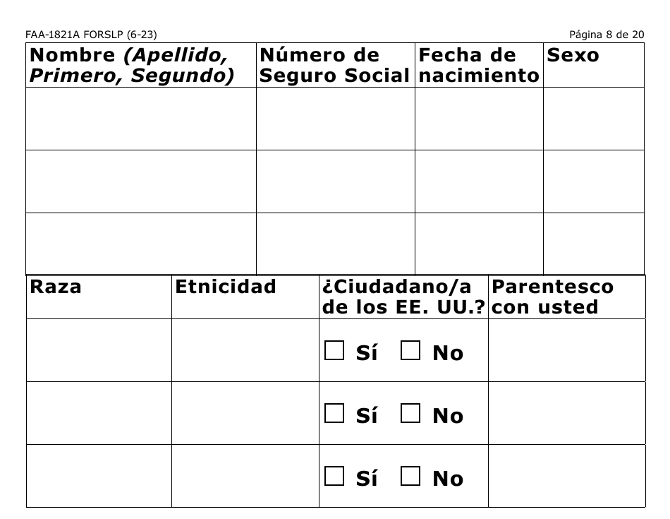 Form FAA-1821A-SLP Solicitud De Asistencia Nutricional Proyecto De Solicitud Simplificada Para Personas De Tercera Edad (Esap Por Sus Siglas En Ingles) (Letra Grande) - Arizona, Page 11