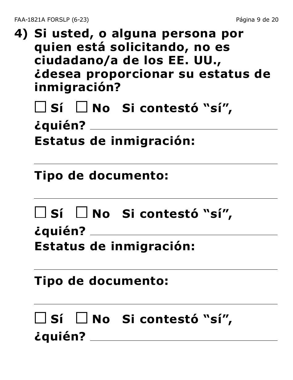Form FAA-1821A-SLP Solicitud De Asistencia Nutricional Proyecto De Solicitud Simplificada Para Personas De Tercera Edad (Esap Por Sus Siglas En Ingles) (Letra Grande) - Arizona, Page 12