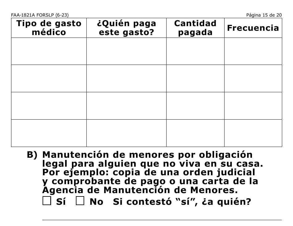 Form FAA-1821A-SLP Solicitud De Asistencia Nutricional Proyecto De Solicitud Simplificada Para Personas De Tercera Edad (Esap Por Sus Siglas En Ingles) (Letra Grande) - Arizona, Page 18