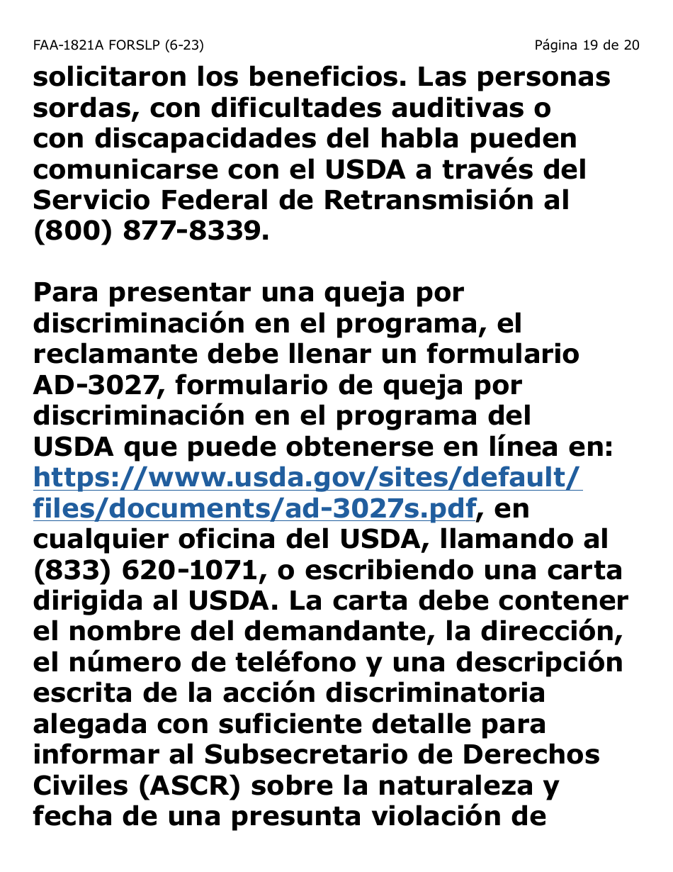 Form FAA-1821A-SLP Solicitud De Asistencia Nutricional Proyecto De Solicitud Simplificada Para Personas De Tercera Edad (Esap Por Sus Siglas En Ingles) (Letra Grande) - Arizona, Page 22