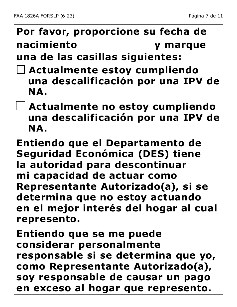 Form FAA-1821A-SLP Solicitud De Asistencia Nutricional Proyecto De Solicitud Simplificada Para Personas De Tercera Edad (Esap Por Sus Siglas En Ingles) (Letra Grande) - Arizona, Page 30