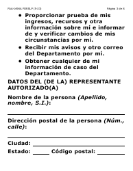 Formulario FAA-1494A-SLP Remocion De Un(A) Representante Autorizado(A) (Letra Grande) - Arizona (Spanish), Page 3