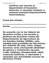 Formulario FAA-1494A-SLP Remocion De Un(A) Representante Autorizado(A) (Letra Grande) - Arizona (Spanish), Page 5