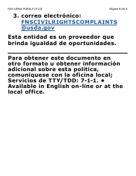 Formulario FAA-1494A-SLP Remocion De Un(A) Representante Autorizado(A) (Letra Grande) - Arizona (Spanish), Page 8