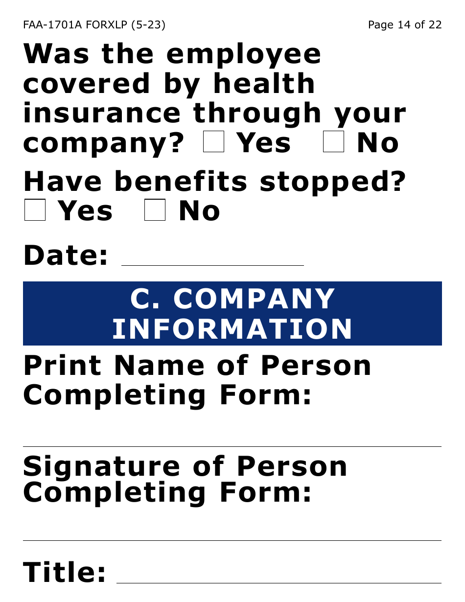Form FAA-1701A-XLP Verification of Terminated Employment (Extra Large Print) - Arizona, Page 14