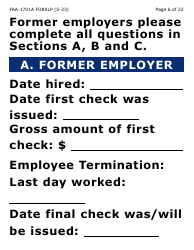 Form FAA-1701A-XLP Verification of Terminated Employment (Extra Large Print) - Arizona, Page 6