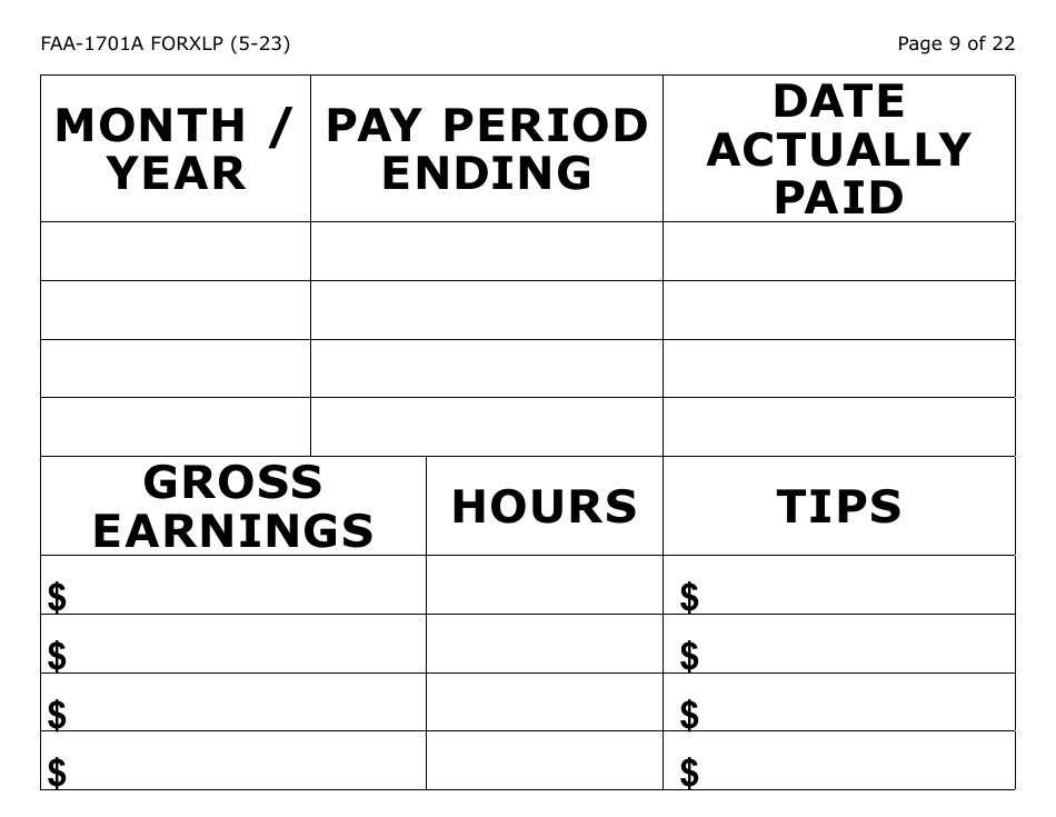 Form FAA-1701A-XLP Verification of Terminated Employment (Extra Large Print) - Arizona, Page 9