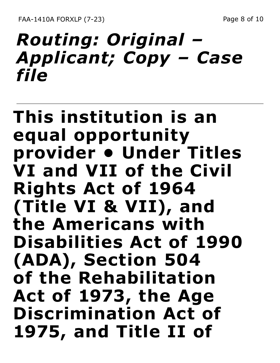 Form FAA-1410A-XLP Grant Diversion Script and Applicant Agreement (Extra Large Print) - Arizona, Page 8