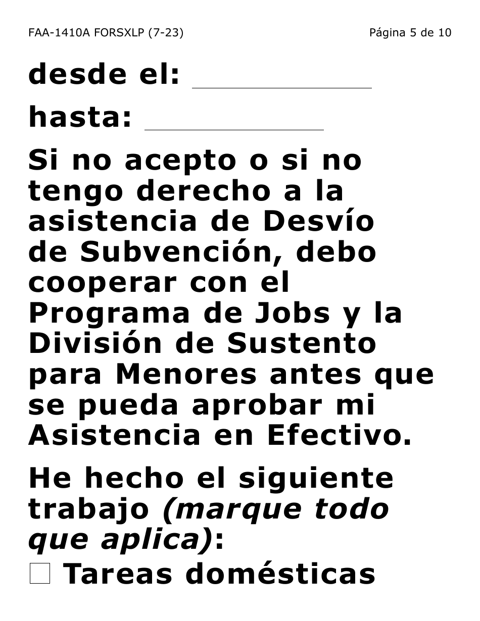 Formulario FAA-1410A-SXLP Acuerdo De Solicitante Y Guion De Desvio De Subvencion (Letra Extra Grande) - Arizona (Spanish), Page 5