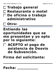 Formulario FAA-1410A-SXLP Acuerdo De Solicitante Y Guion De Desvio De Subvencion (Letra Extra Grande) - Arizona (Spanish), Page 6