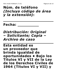 Formulario FAA-1410A-SXLP Acuerdo De Solicitante Y Guion De Desvio De Subvencion (Letra Extra Grande) - Arizona (Spanish), Page 8