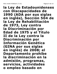 Formulario FAA-1410A-SXLP Acuerdo De Solicitante Y Guion De Desvio De Subvencion (Letra Extra Grande) - Arizona (Spanish), Page 9