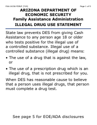 Document preview: Form FAA-1415A-LP Illegal Drug Use Statement (Large Print) - Arizona