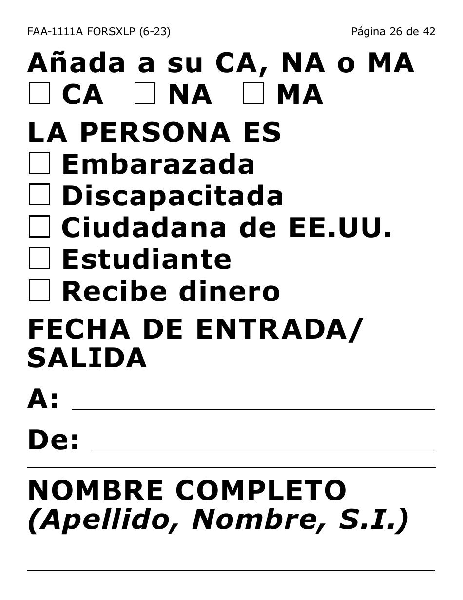 Formulario FAA-1111A-SXLP Formulario Para Verificar La Declaracion Del Participante (Letra Extra Grande) - Arizona (Spanish), Page 26