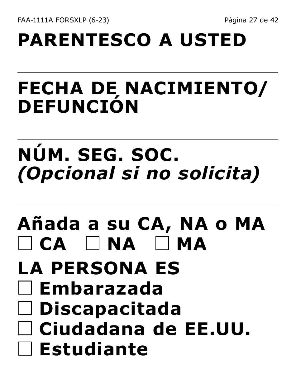 Formulario FAA-1111A-SXLP Formulario Para Verificar La Declaracion Del Participante (Letra Extra Grande) - Arizona (Spanish), Page 27