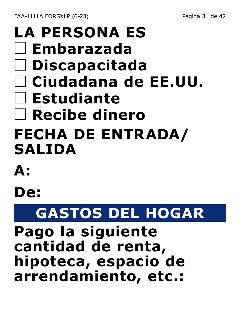 Formulario FAA-1111A-SXLP Formulario Para Verificar La Declaracion Del Participante (Letra Extra Grande) - Arizona (Spanish), Page 31