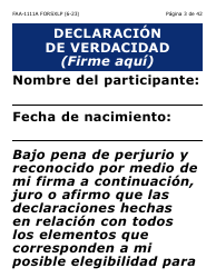 Formulario FAA-1111A-SXLP Formulario Para Verificar La Declaracion Del Participante (Letra Extra Grande) - Arizona (Spanish), Page 3