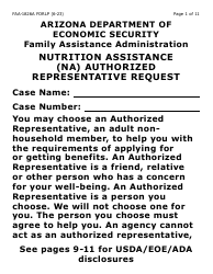 Document preview: Form FAA-1826A-LP Nutrition Assistance (Na) Authorized Representative Request (Large Print) - Arizona