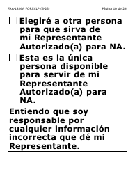 Formulario FAA-1826A-SXLP Solicitud De Representante Autorizado(A) Para Asistencia Nutricional (Na) (Letra Extra Grande) - Arizona (Spanish), Page 10