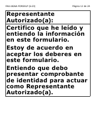 Formulario FAA-1826A-SXLP Solicitud De Representante Autorizado(A) Para Asistencia Nutricional (Na) (Letra Extra Grande) - Arizona (Spanish), Page 12
