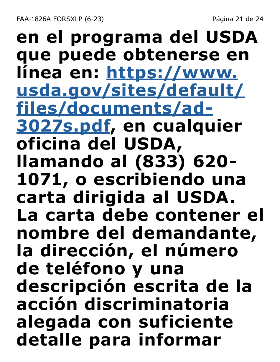 Formulario FAA-1826A-SXLP Solicitud De Representante Autorizado(A) Para Asistencia Nutricional (Na) (Letra Extra Grande) - Arizona (Spanish), Page 21