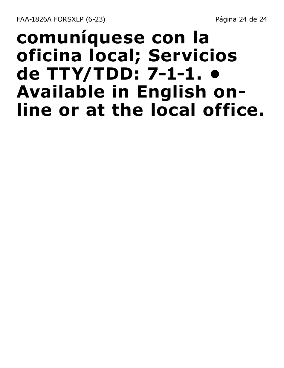 Formulario FAA-1826A-SXLP Solicitud De Representante Autorizado(A) Para Asistencia Nutricional (Na) (Letra Extra Grande) - Arizona (Spanish), Page 24