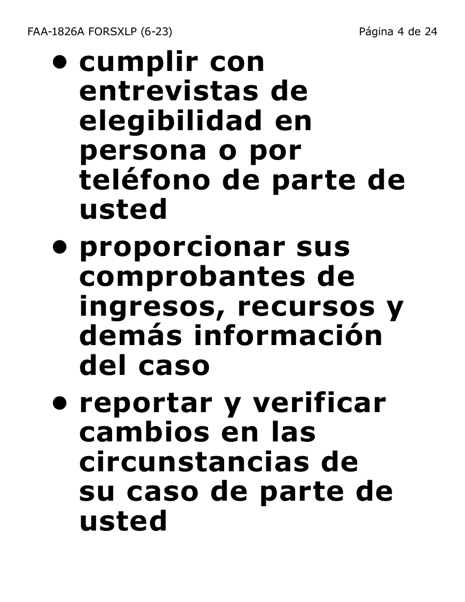 Formulario FAA-1826A-SXLP Solicitud De Representante Autorizado(A) Para Asistencia Nutricional (Na) (Letra Extra Grande) - Arizona (Spanish), Page 4