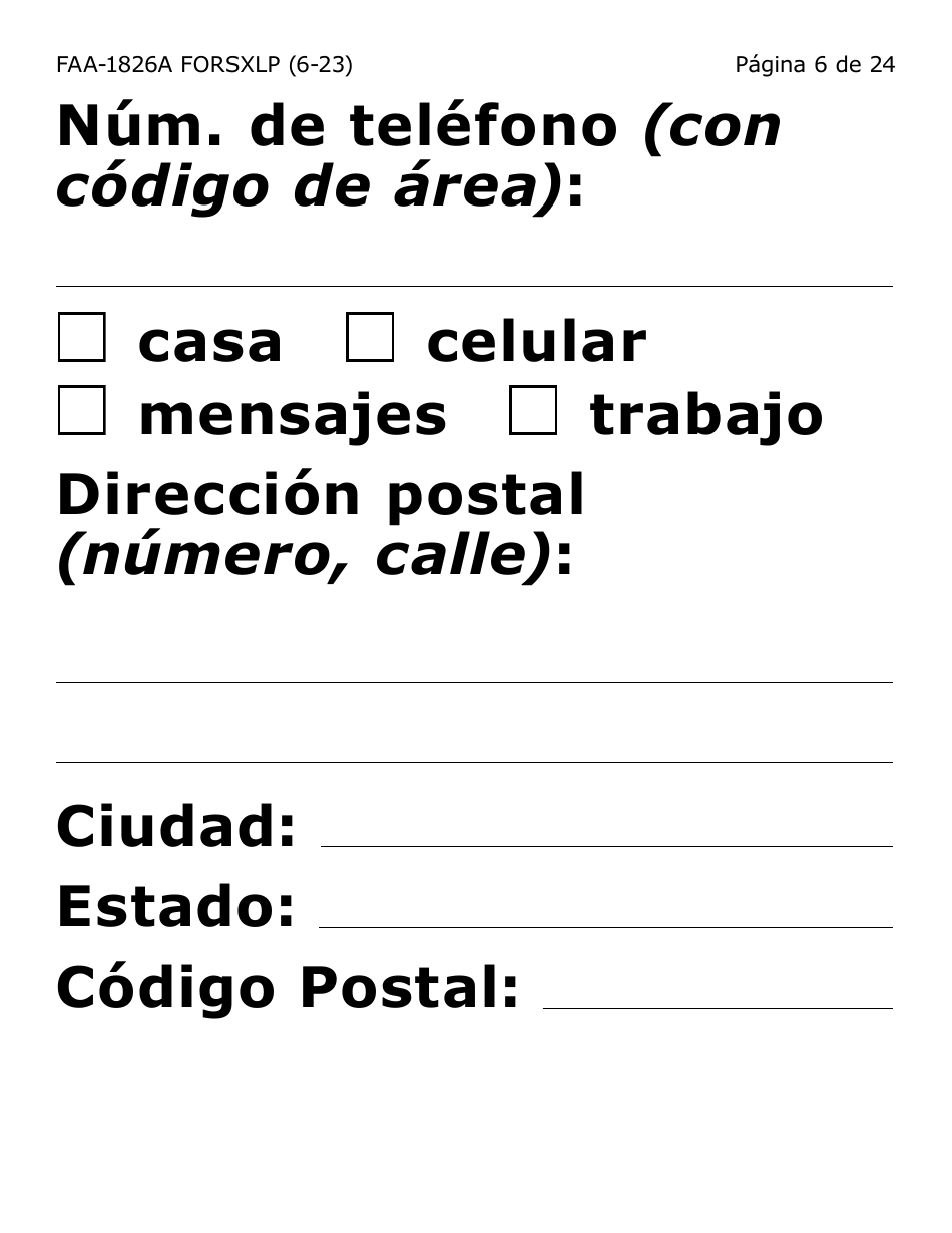 Formulario FAA-1826A-SXLP Solicitud De Representante Autorizado(A) Para Asistencia Nutricional (Na) (Letra Extra Grande) - Arizona (Spanish), Page 6